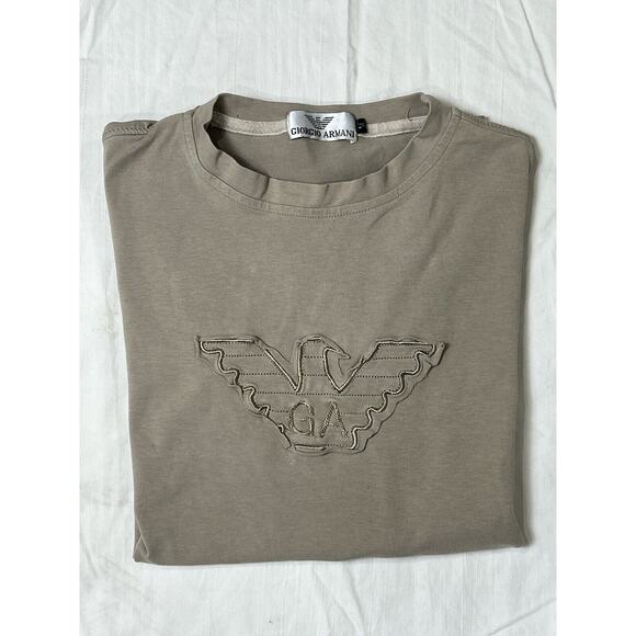 Vintage Giorgio Armani Le Collezioni Tan Baggy Boxy Tee T Shirt Mens Women’s M - Picture 1 of 7